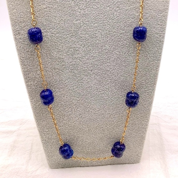 Vintage D'Orlan Blue And Gold Necklace - Picture 2 of 3